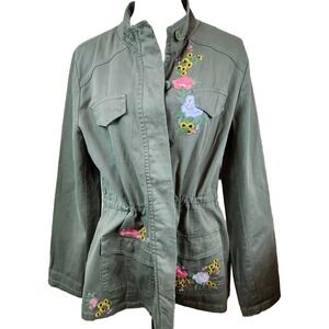 Ruff Hewn NWT Y2K‎ Style Military Jacket Womens Large Floral Patch Button Coat